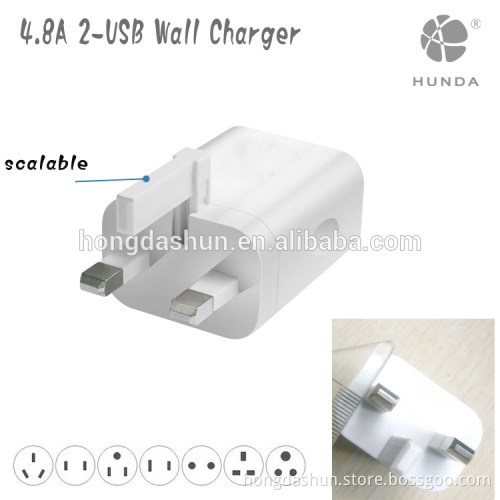 High Speed Mobile phones 2-Port USB Home Travel Charger Plug Power Adapter dual usb wall charger